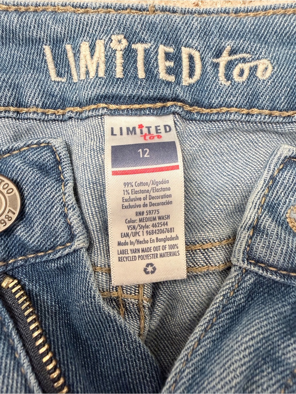 Limited Too Blue Wide-Leg Patch Jeans for girls - Picture 12 of 12